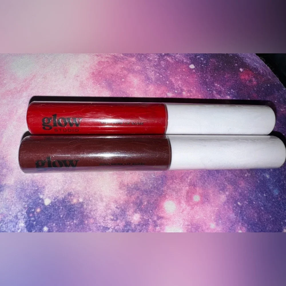 Glow Studio High Shine Lip Gloss Bundle ~ Classic Red + Plum Shimmer ~ Festival